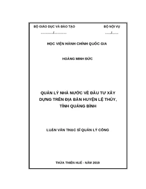 Luận văn thạc sĩ quản lý nhà nước về đầu tư xây dựng trên địa bàn huyện lệ thủy tỉnh quảng bình