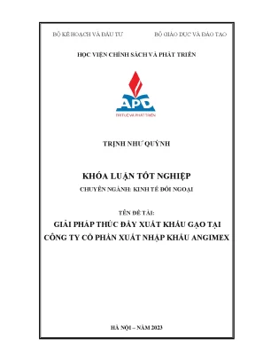 Giải pháp thúc đẩy xuất khẩu gạo tại công ty cổ phần xuất nhập khẩu angimex