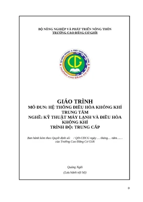 Giáo trình hệ thống điều hoà không khí trung tâm nghề kỹ thuật máy lạnh và điều hoà không khí trung cấp