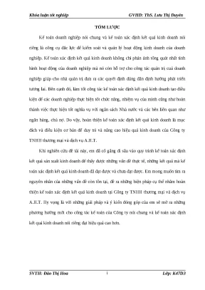 Luận văn tmu kế toán xác định kết quả kinh doanh tại công ty tnhh thƣơng mại và dịch vụ a h t