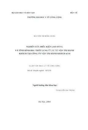 Luận văn nghiên cứu điều kiện lao động và tình hình đau thắt lưng ở lái xe vận tải hành khách tại công ty vận tải hành khách số 14