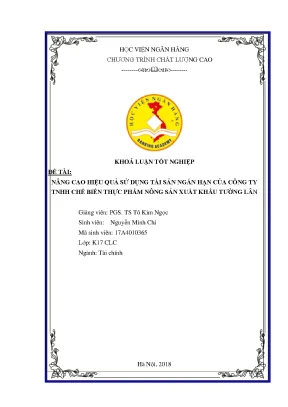 Nâng cao hiệu quả sử dụng tài sản ngắn hạn của công ty tnhh chế biến thực phẩm nông sản xuất khẩu thường lân khoá luận tốt nghiệp