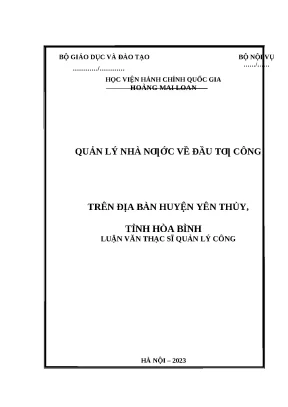 Luận văn qlnn về đầu tư công tại huyện yên thủy tỉnh hòa bình