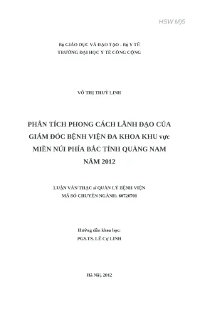 Luận văn phân tích phong cách lãnh đạo của giám đốc bệnh viện đa khoa khu vực miền núi phía bắc tỉnh quảng nam năm 2012