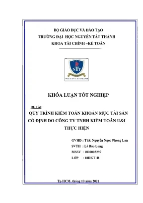 Quy trình kiểm toán khoản mục tài sản cố định do công ty tnhh kiểm toán u i thực hiện
