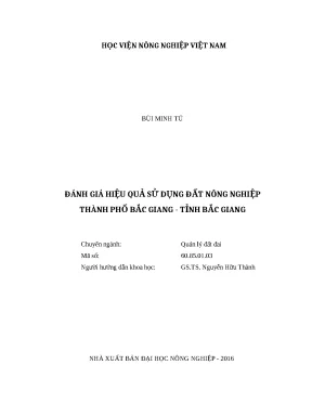 Luận văn thạc sĩ đánh giá hiệu quả sử dụng đất nông nghiệp thành phố bắc giang tỉnh bắc giang