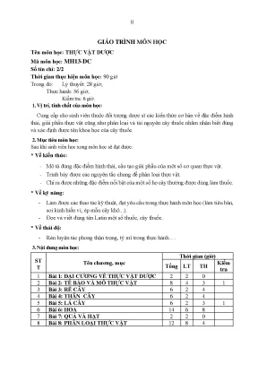 Giáo trình thực vật cao đẳng dược