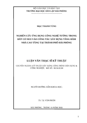 Luận văn hpu nghiên cứu ứng dụng công nghệ tường trong đất có neo vào công tác xây dựng tầng hầm nhà cao tầng tại thành phố hải phòng