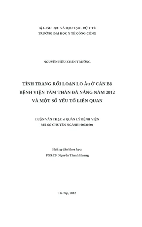 Luận văn tình trạng rối loạn lo âu ở cán bộ bệnh viện tâm thần đà nẵng năm 2012 và một số yếu tố liên quan