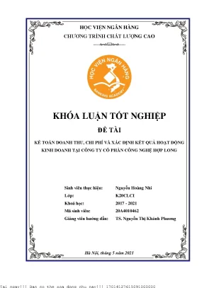 Kế toán doanh thu chi phí và xác định kết quả hoạt động kinh doanh tại công ty cổ phần công nghệ hợp long