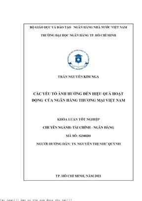 Các yếu tố ảnh hưởng đến hiệu quả hoạt động của các ngân hàng thương mại việt nam 2021