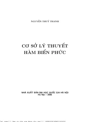 Cơ sở lý thuyết hàm biến phức