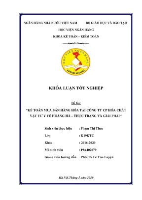 Kế toán mua bán hàng hóa tại công ty cp hóa chất vật tư y tế hoàng hà thực trạng và giải pháp khoá luận tốt nghiệp
