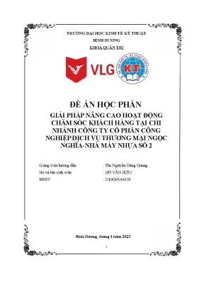 Giải pháp nâng cao hoạt động chăm sóc khách hàng tại chi nhánh công ty cổ phần công nghiệp dịch vụ thương mại ngọc nghĩa nhà máy nhựa số 2