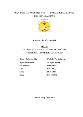 Tác động của các yếu tố kinh tế vĩ mô đến thị trường chứng khoán việt nam