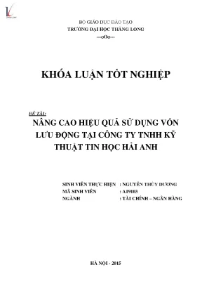 Nâng cao hiệu quả sử dụng vốn lưu động tại công ty tnhh kỹ thuật tin học hải anh