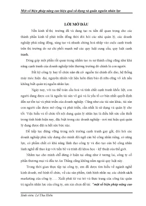Một số biện pháp nâng cao hiệu quả sử dụng và quản nguồn nhân lực
