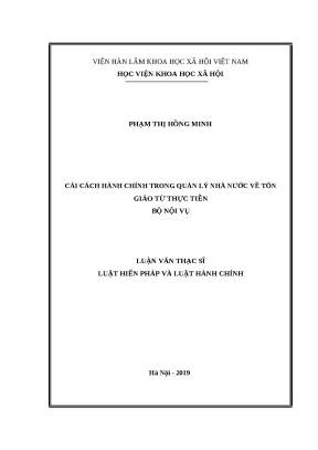 Luận văn thạc sĩ cải cách hành chính trong quản lý nhà nước về tôn giáo từ thực 3 tiễn bộ nội vụ