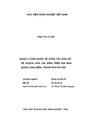 Luận văn thạc sĩ quản lý nhà nước về công tác dân số kế hoạch hóa gia đình trên địa bàn quận long biên thành phố hà nội