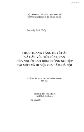 Luận văn thực trạng tăng huyết áp và các yếu tố liên quan của người lao động nông nghiệp tại một xã huyện gia lâm hà nội