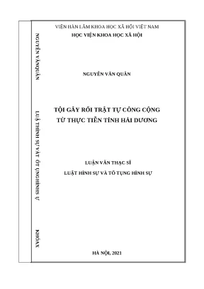 Luận văn thạc sĩ tội gây rối trật tự công cộng từ thực tiễn tỉnh hải dương