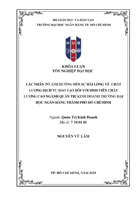 Các nhân tố ảnh hưởng đến sự hài lòng về chất lượng dịch vụ đào tạo đối với sinh viên chất lượng cao ngành quản trị kinh doanh trường đại học ngân hàng thành phố hồ chí minh