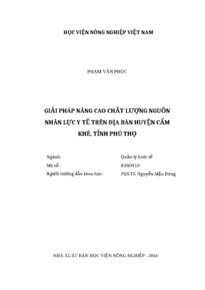 Luận văn thạc sĩ giải pháp nâng cao chất lượng nguồn nhân lực y tế trên địa bàn huyện cẩm khê tỉnh phú thọ