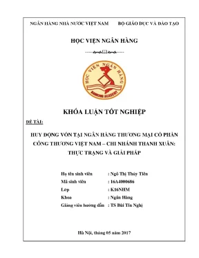 Huy động vốn tại ngân hàng thương mại cổ phần công thương việt nam chi nhánh thanh xuân thực trạng và giải pháp