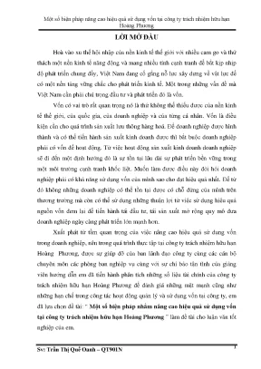 Một số biện pháp nâng cao hiệu quả sử dụng vốn tại công ty trách nhiệm hữu hạn hoàng phương