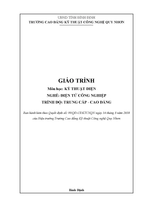 Giáo trình kỹ thuật điện nghề điện tử công nghiệp trình độ cao đẳngtrung cấp