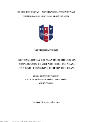Kế toán cho vay tại ngân hàng thương mại cổ phần quốc tế việt nam vib chi nhánh tân bình phòng giao dịch tôn đức thắng 2022