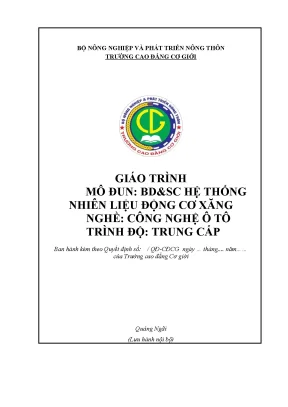 Giáo trình bảo dưỡng và sửa chữa hệ thống nhiên liệu động cơ xăng nghề công nghệ ô tô trung cấp