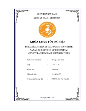 Hoàn thiện kế toán doanh thu chi phí và xác định kết quả kinh doanh tại công ty bảo hiểm hàng không hà tuyên