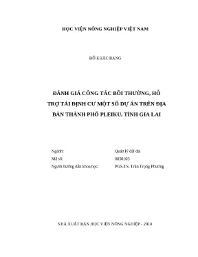 Luận văn thạc sĩ đánh giá công tác bồi thường hỗ trợ tái định cư một số dự án trên địa bàn thành phố pleiku tỉnh gia lai