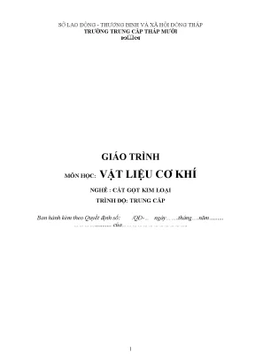 Giáo trình vật liệu cơ khí nghề cắt gọt kim loại trình độ trung cấp