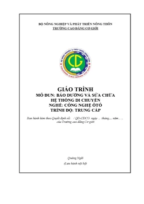 Giáo trình bảo dưỡng và sửa chữa hệ thống di chuyển nghề công nghệ ô tô trung cấp