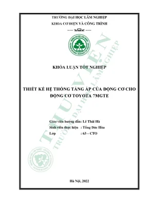 Thiết kế hệ thống tăng áp của động cơ cho động cơ toyota 7mgte