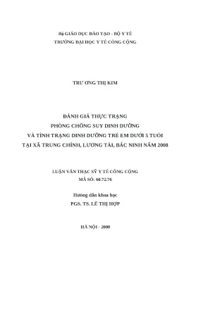 Luận văn đáng giá thực trạng phòng chống suy dinh dưỡng trẻ em dưới 5 tuổi tại xã trung chính lương tài bắc ninh năm 2008