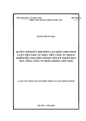 Luận văn thạc sĩ quyền chấm dứt hợp đồng lao động theo pháp luật việt nam từ thực tiễn công ty trách nhiệm hữu hạn một thành viên kỹ thuật máy bay tổng công ty hàng không việt nam