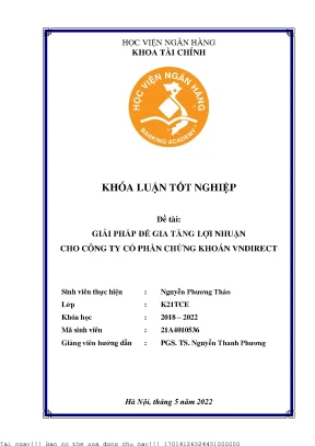 Giải pháp để gia tăng lợi nhuận cho công ty cổ phần chứng khoán vndirect