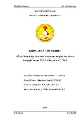 Hoàn thiện kiểm toán khoản mục nợ phải thu khách hàng tại công ty tnhh kiểm toán ktc scs khoá luận tốt nghiệp