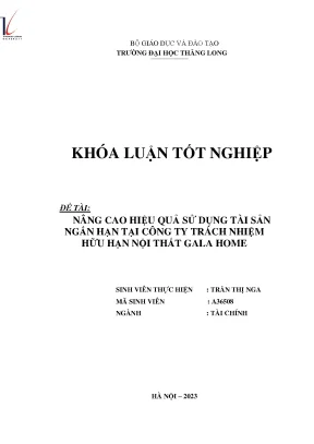 Giải pháp nâng cao hiệu quả sử dụng tài sản ngắn hạn của công ty trách nhiệm hữu hạn gala home
