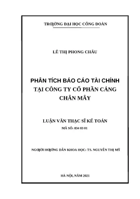 Luận văn thạc sĩ phân tích báo cáo tài chính tại công ty cổ phần cảng chân mây