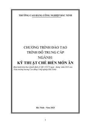 Kỹ thuật chế biến món ăn chương trình khung trung cấp nghề
