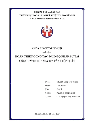 Khóa luận tốt nghiệp hoàn thiện công tác đãi ngộ nhân sự tại công ty tnhh tm dv tân hiệp phát