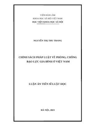 Luận án tiến sĩ chính sách pháp luật về phòng chống bạo lực gia đình ở việt nam