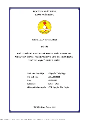 Phát triển sản phẩm thẻ thanh toán dành cho nhân viên doanh nghiệp vừa và nhỏ tại ngân hàng thương mại cổ phần á châu