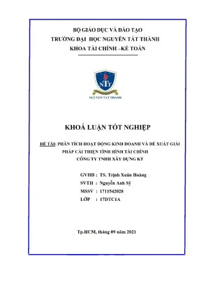 Phân tích hoạt động kinh doanh và đề xuất giải pháp cải thiện tình hình tài chính công ty tnhh xây dựng kt