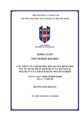 Các nhân tố ảnh hưởng đến quyết định tiếp tục sử dụng phần mềm quản lý bán hàng nhanh vn của khách hàng doanh nghiệp