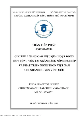 Giải pháp nâng cao hiệu quả hoạt động huy động vốn tại ngân hàng nông nghiệp và phát triển nông thôn việt nam chi nhánh vĩnh cửu khóa luận